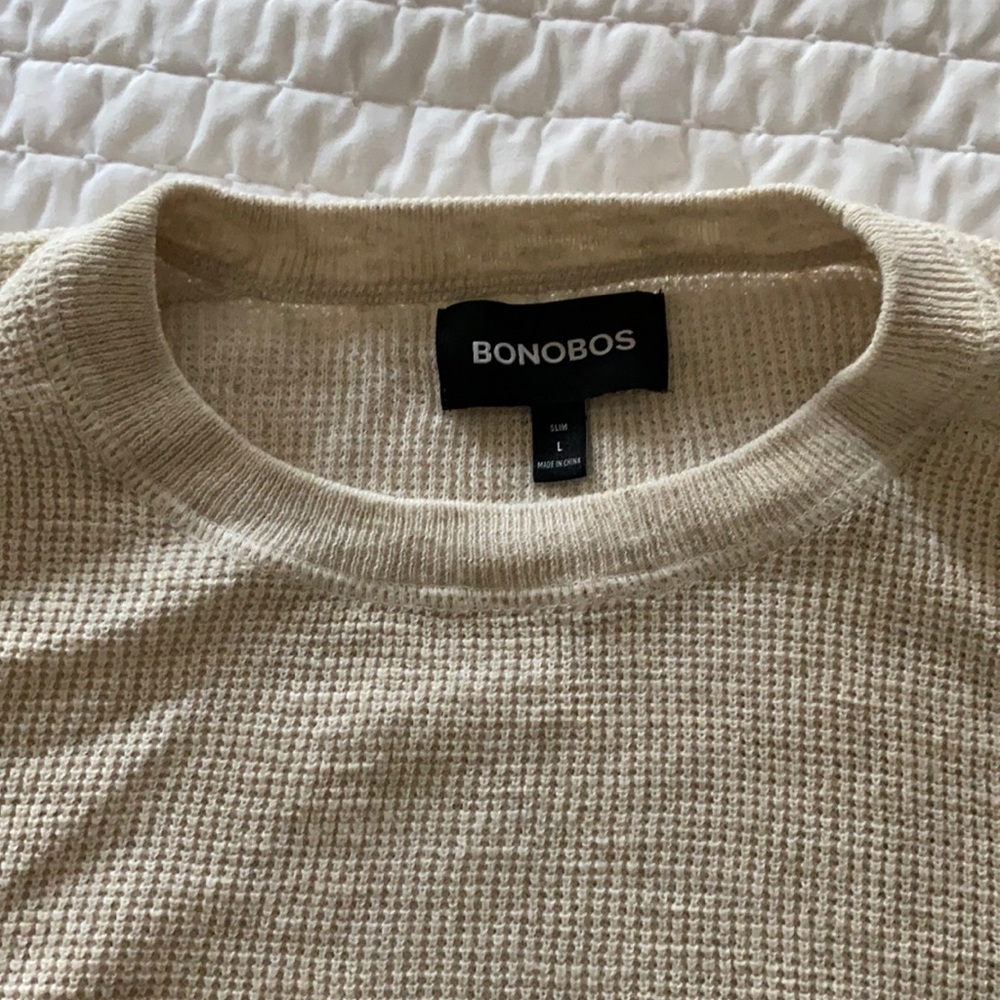Bonobos oatmeal waffle crew neck tee, Sz L